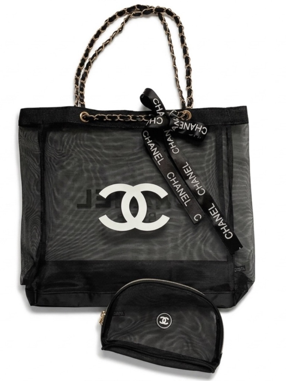Beaute Mesh Tote/Shoulder Bag and Pouch